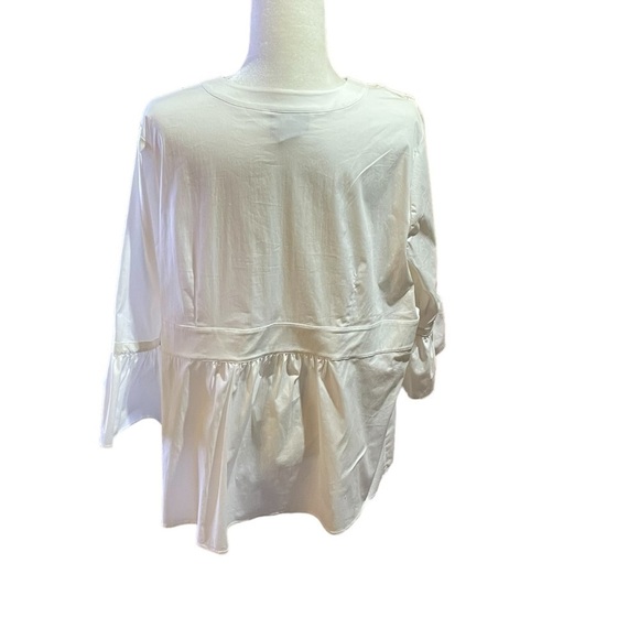 Lane Bryant Pullover White/Blouse-Pleated- Lace Up-Bell Sleeves- Sizes 18-20 - Picture 9 of 9